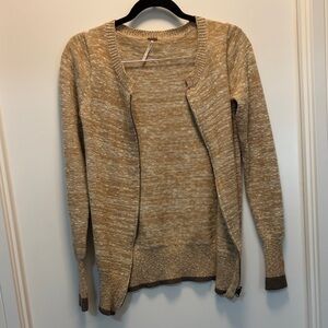 FP Movement by Free People Tan Marled Zip Cardigan